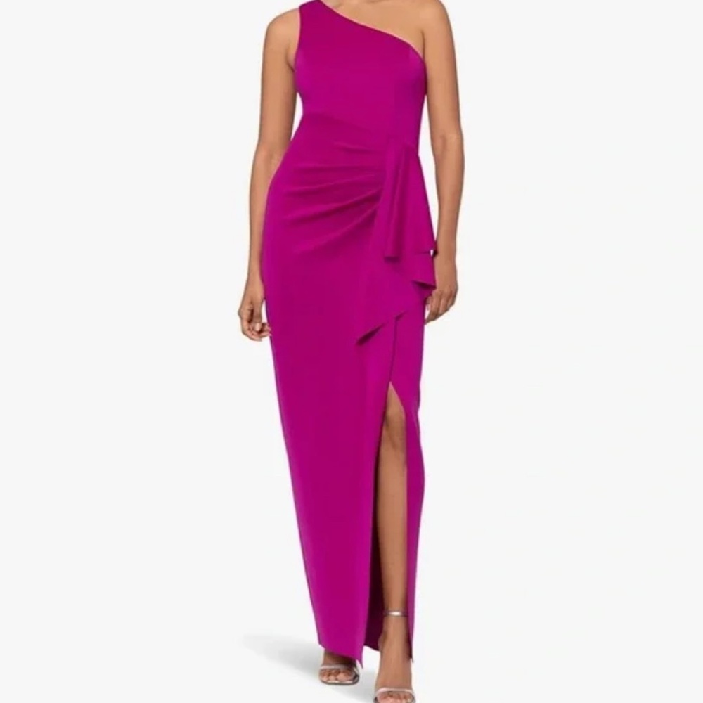 Xscape One-Shoulder Pink Dress Size 8